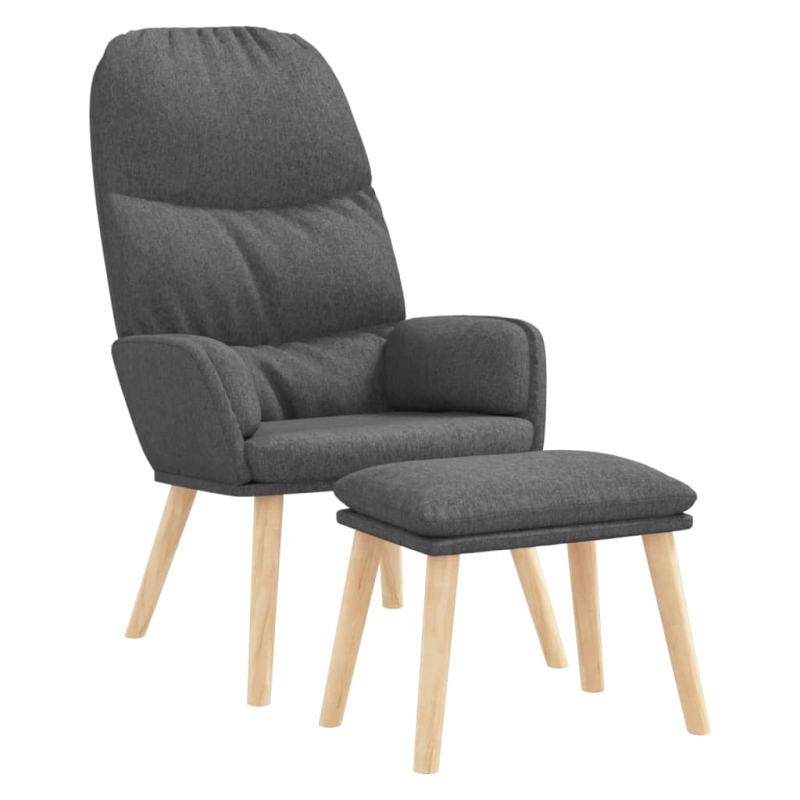 Relaxsessel mit Hocker Hellgrau Stoff