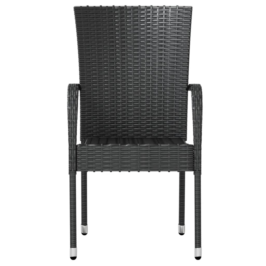 3-tlg. Garten-Essgruppe Poly Rattan Schwarz