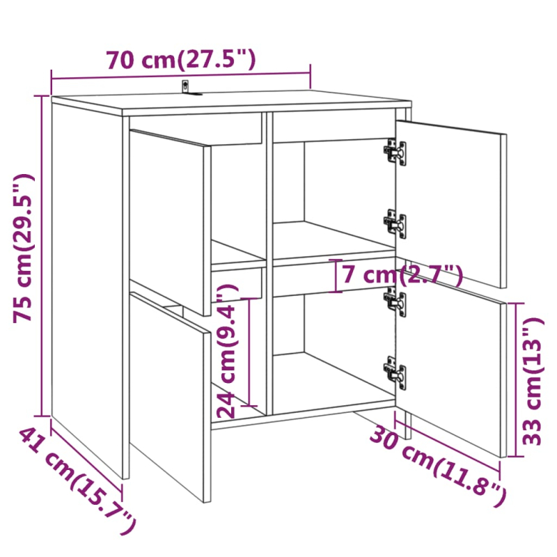 2-tlg. Sideboard Räuchereiche Holzwerkstoff