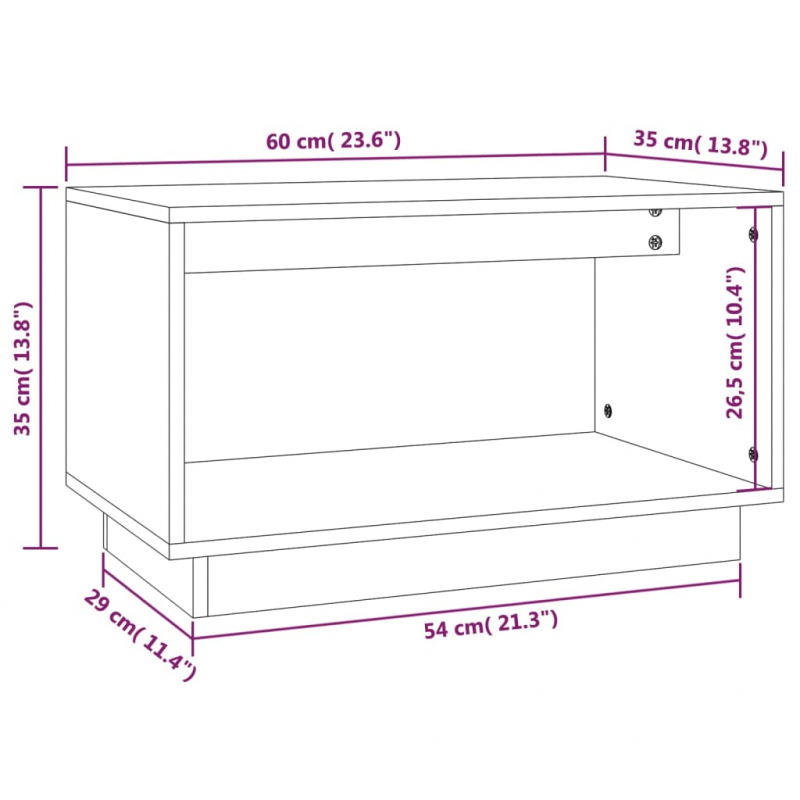 TV-Schrank Grau 60x35x35 cm Massivholz Kiefer