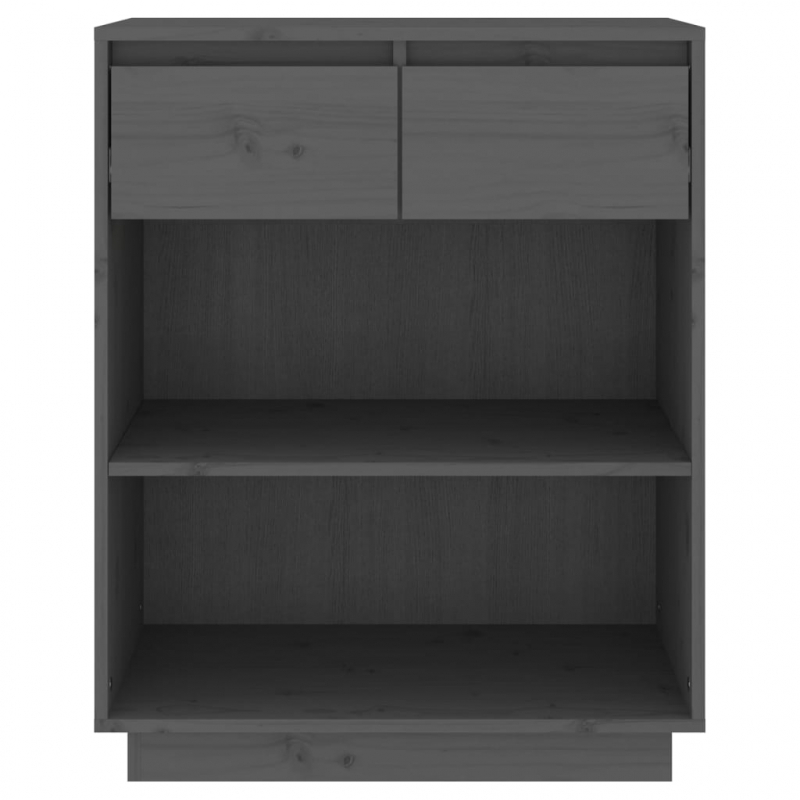 Beistellschrank Grau 60x34x75 cm Massivholz Kiefer