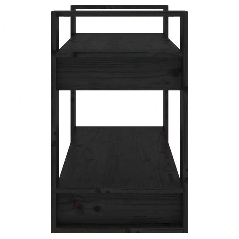 Bücherregal/Raumteiler Schwarz 80x35x56,5 cm Massivholz Kiefer