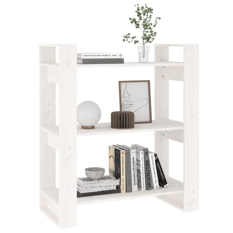 Bücherregal/Raumteiler Weiß 80x35x91 cm Massivholz Kiefer