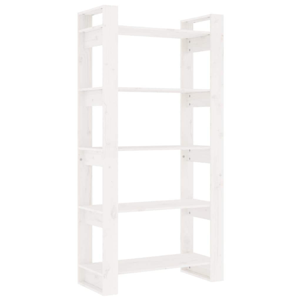 Bücherregal/Raumteiler Weiß 80x35x160 cm Massivholz