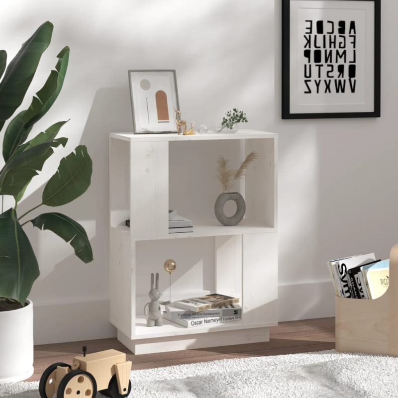 Bücherregal/Raumteiler Weiß 51x25x70 cm Massivholz Kiefer