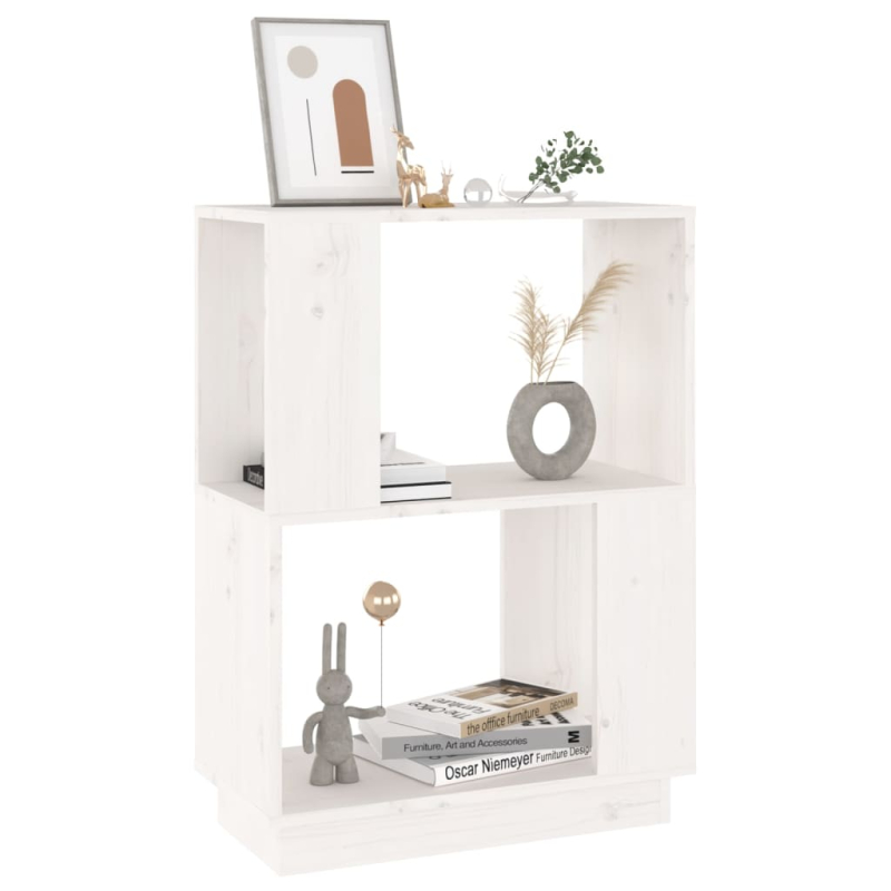 Bücherregal/Raumteiler Weiß 51x25x70 cm Massivholz Kiefer