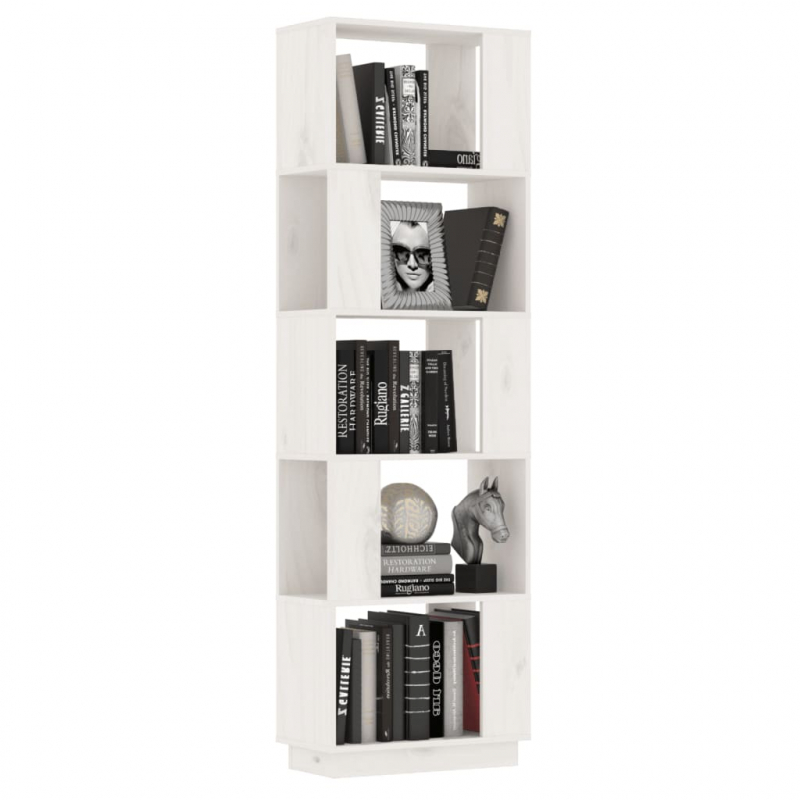 Bücherregal/Raumteiler Weiß 51x25x163,5 cm Massivholz Kiefer