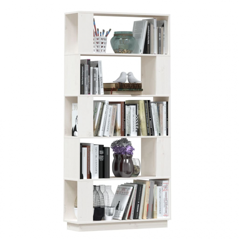 Bücherregal/Raumteiler Weiß 80x25x163,5 cm Massivholz Kiefer