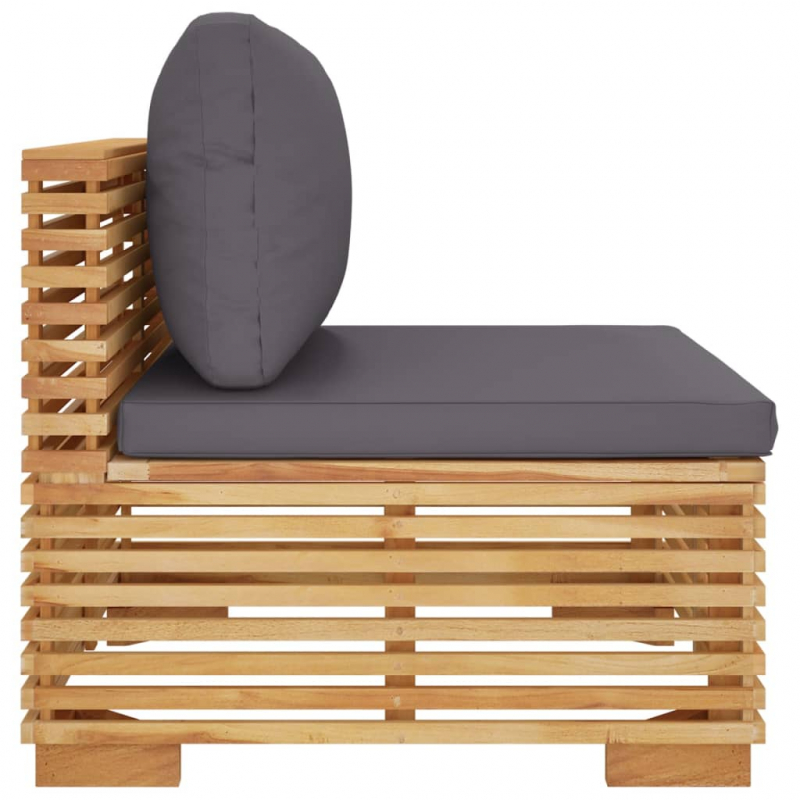 Garten-Mittelsofa mit Dunkelgrauen Kissen Massivholz Teak