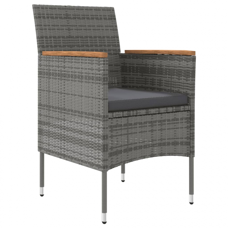 3-tlg. Garten-Essgruppe mit Auflagen Grau und Schwarz