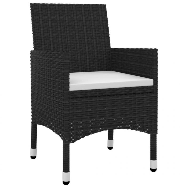 3-tlg. Garten-Essgruppe mit Auflagen Poly Rattan und Glas