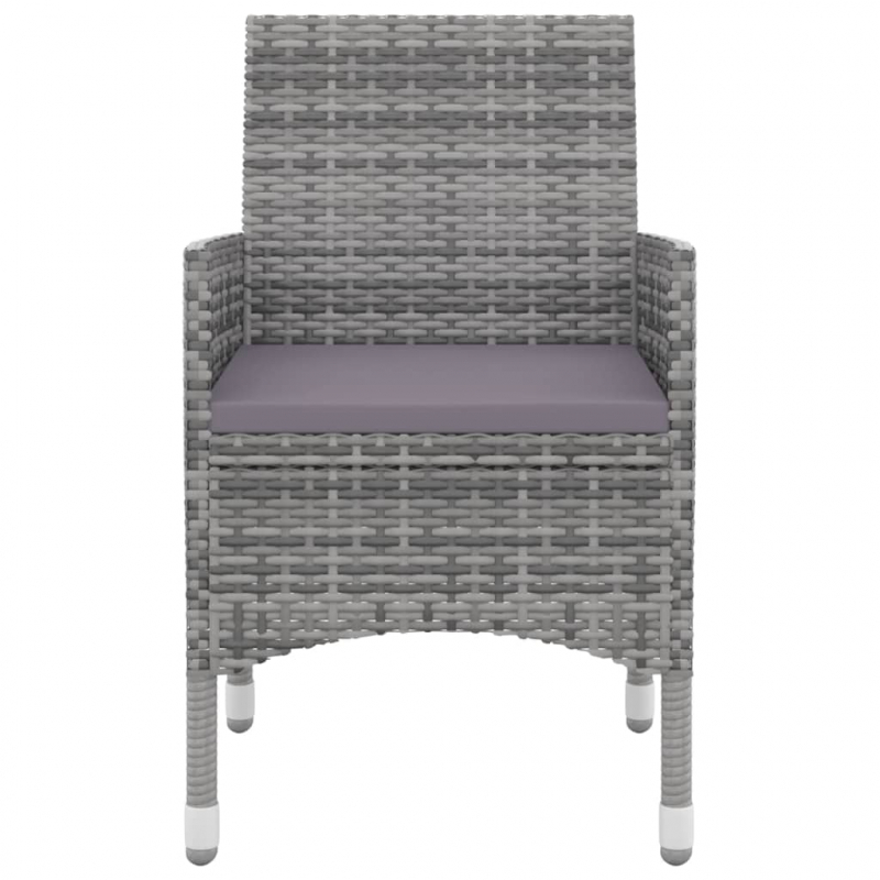 3-tlg. Garten-Essgruppe mit Auflagen Poly Rattan und Glas