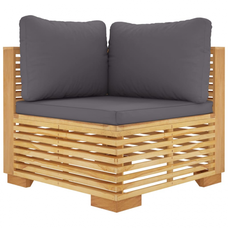 10-tlg. Garten-Lounge-Set mit Kissen Massivholz Teak