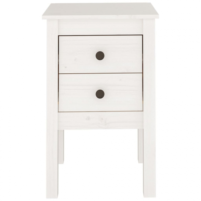 Nachttisch Weiß 40x35x61,5 cm Massivholz Kiefer