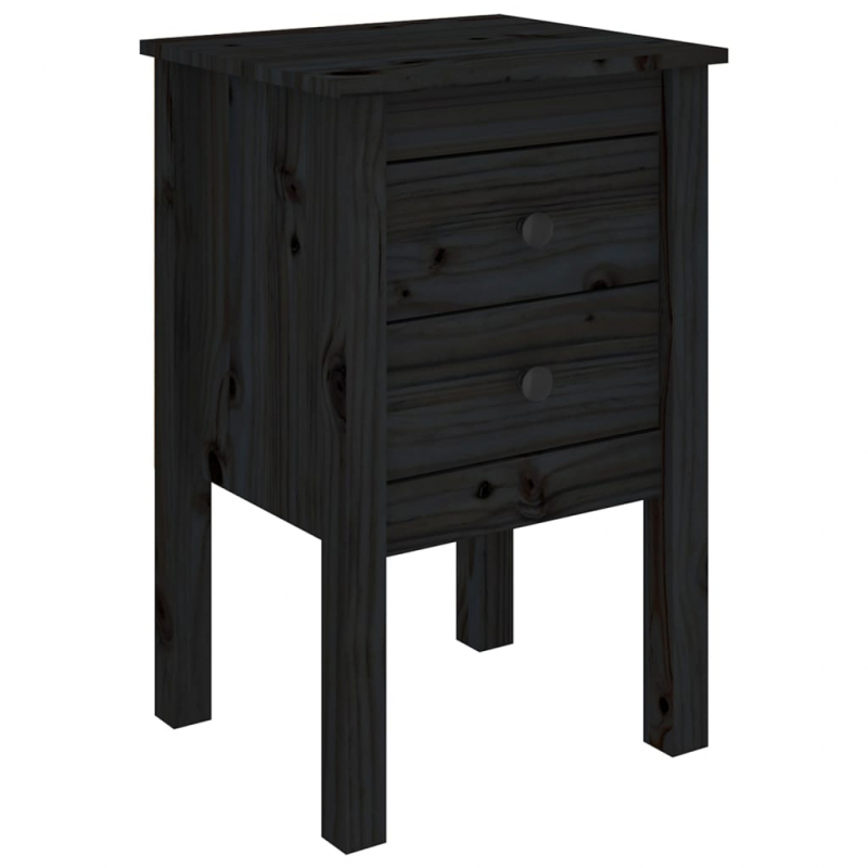 Nachttische 2 Stk. Schwarz 40x35x61,5 cm Massivholz Kiefer