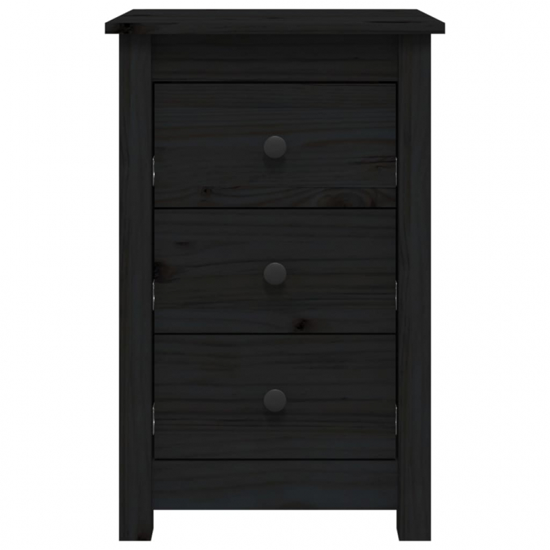 Nachttische 2 Stk. Schwarz 40x35x61,5 cm Massivholz Kiefer
