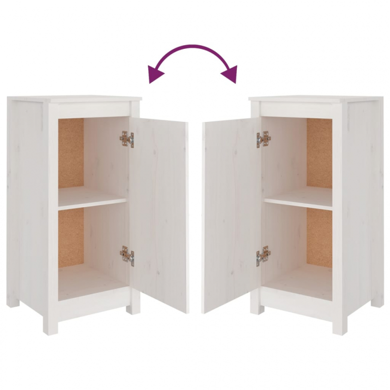 Sideboards 2 Stk. Weiß 39x35x80 cm Massivholz Kiefer