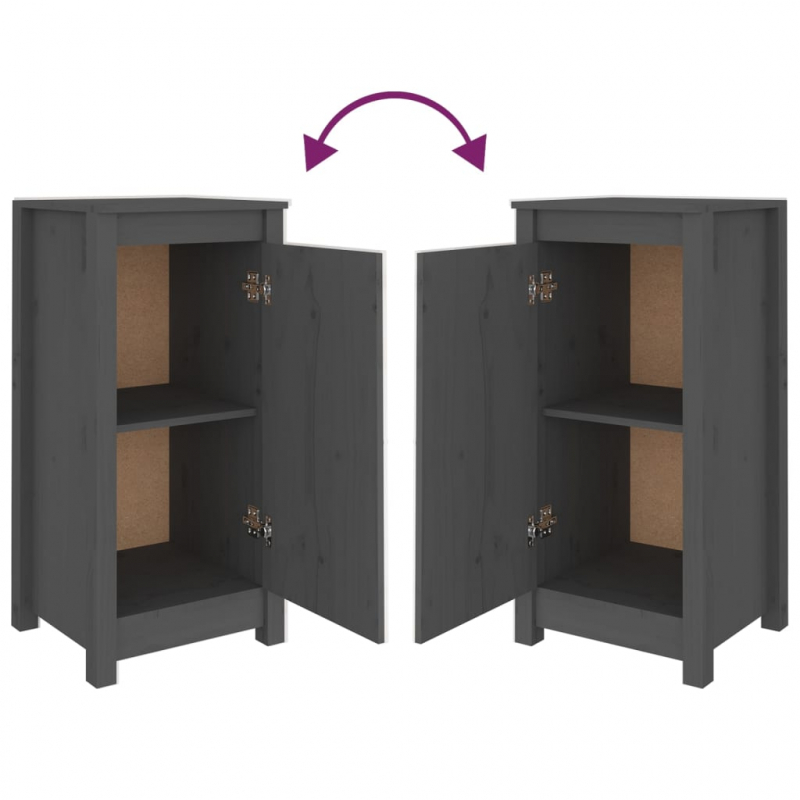 Sideboards 2 Stk. Grau 39x35x80 cm Massivholz Kiefer