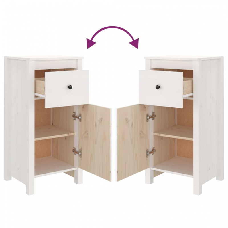Sideboards 2 Stk. Weiß 40x35x80 cm Massivholz Kiefer