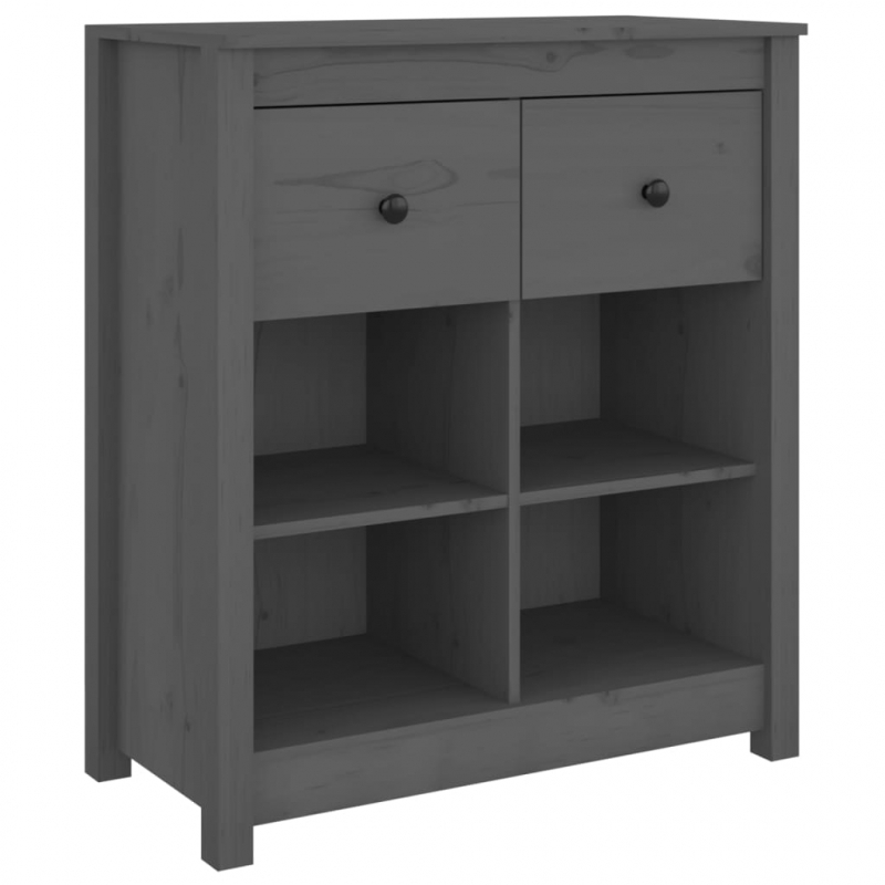 Sideboard Grau 70x35x80 cm Massivholz Kiefer