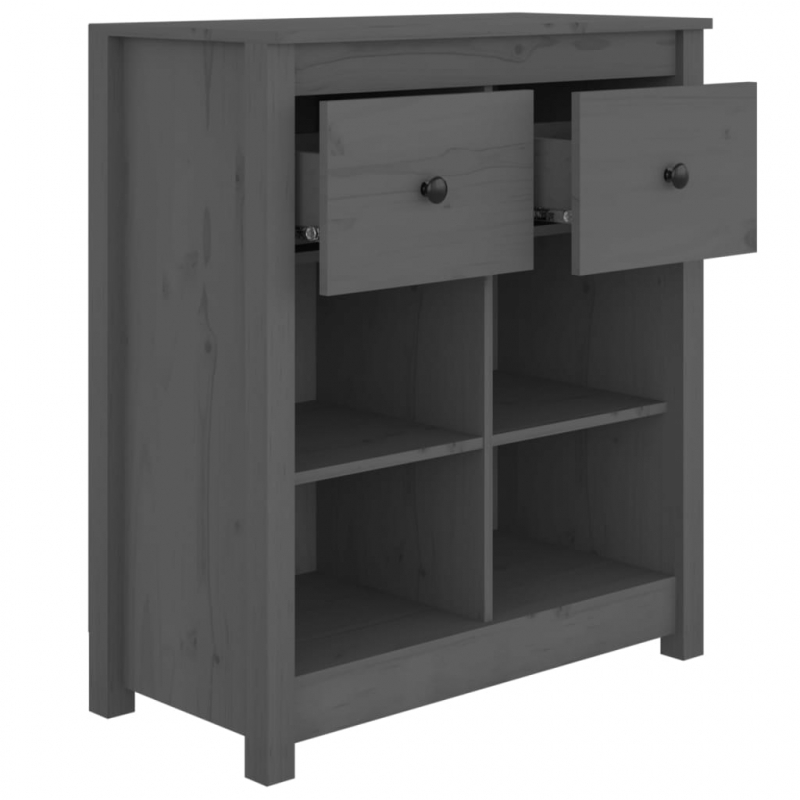 Sideboard Grau 70x35x80 cm Massivholz Kiefer