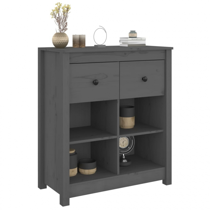 Sideboard Grau 70x35x80 cm Massivholz Kiefer