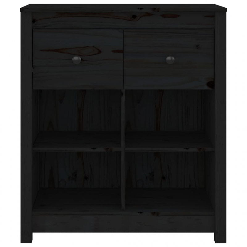 Sideboard Schwarz 70x35x80 cm Massivholz Kiefer