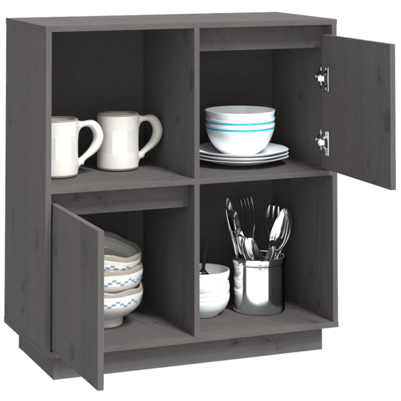Sideboard Grau 74x35x80 cm Massivholz Kiefer