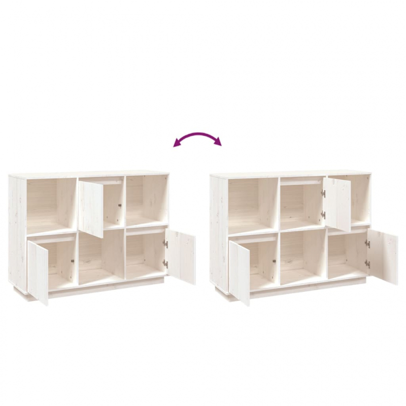 Sideboard Weiß 110,5x35x80 cm Massivholz Kiefer