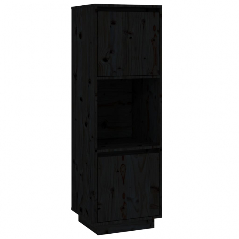Highboard Schwarz 38x35x117 cm Massivholz Kiefer