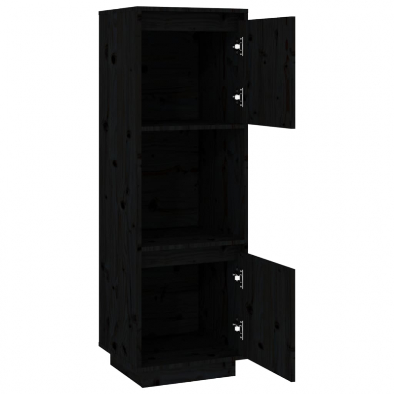 Highboard Schwarz 38x35x117 cm Massivholz Kiefer