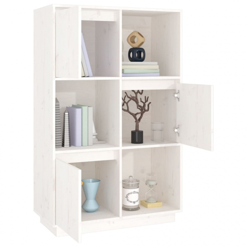 Highboard Weiß 74x35x117 cm Massivholz Kiefer