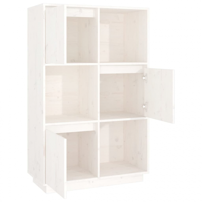 Highboard Weiß 74x35x117 cm Massivholz Kiefer