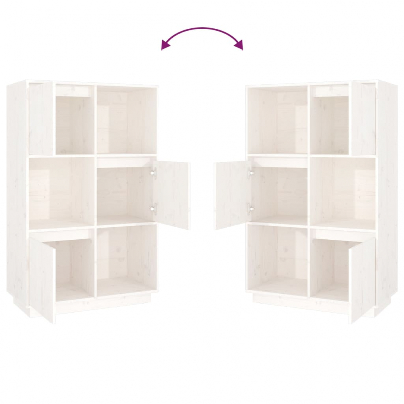 Highboard Weiß 74x35x117 cm Massivholz Kiefer