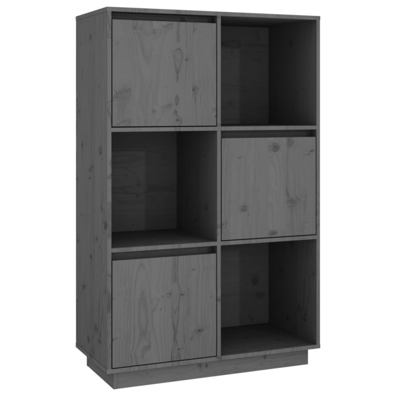 Highboard Grau 74x35x117 cm Massivholz Kiefer