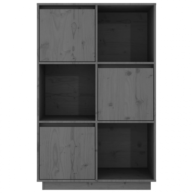 Highboard Grau 74x35x117 cm Massivholz Kiefer