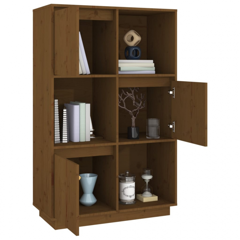 Highboard Honigbraun 74x35x117 cm Massivholz Kiefer