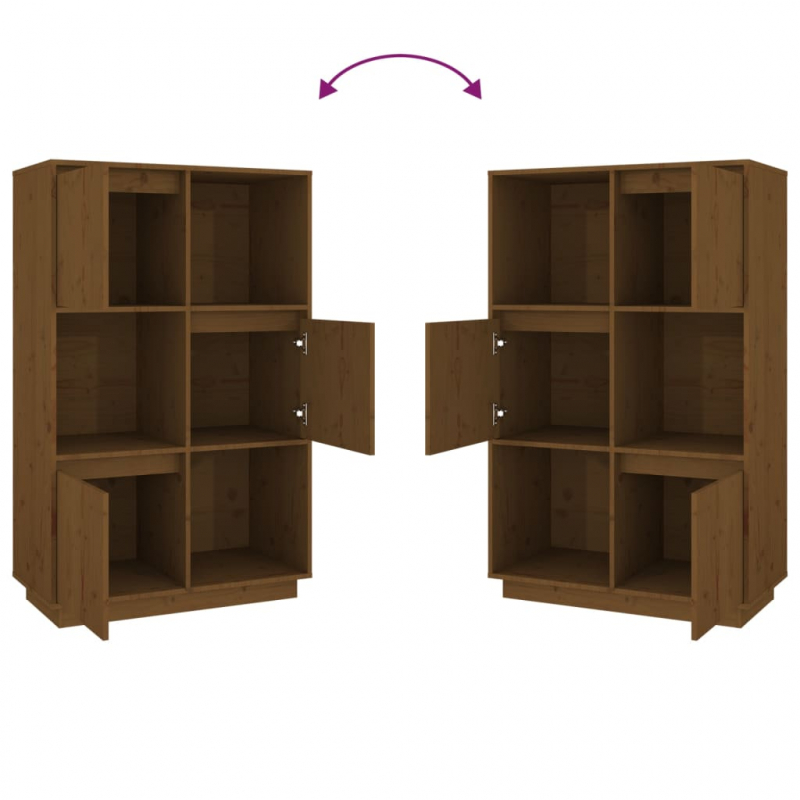 Highboard Honigbraun 74x35x117 cm Massivholz Kiefer