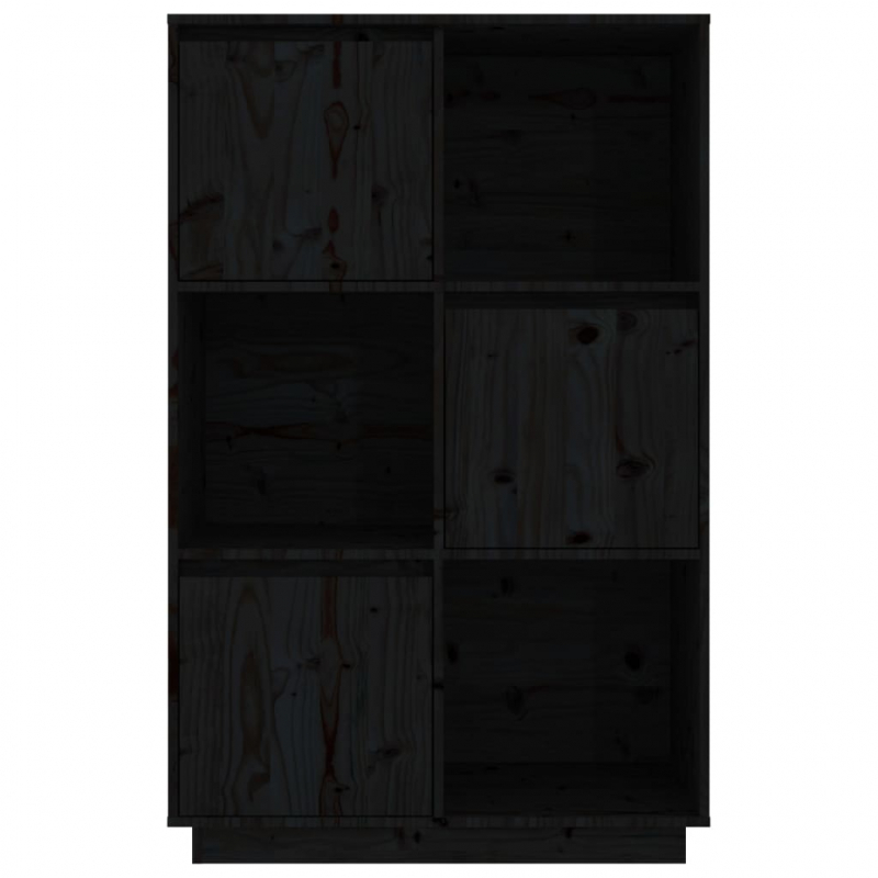 Highboard Schwarz 74x35x117 cm Massivholz Kiefer