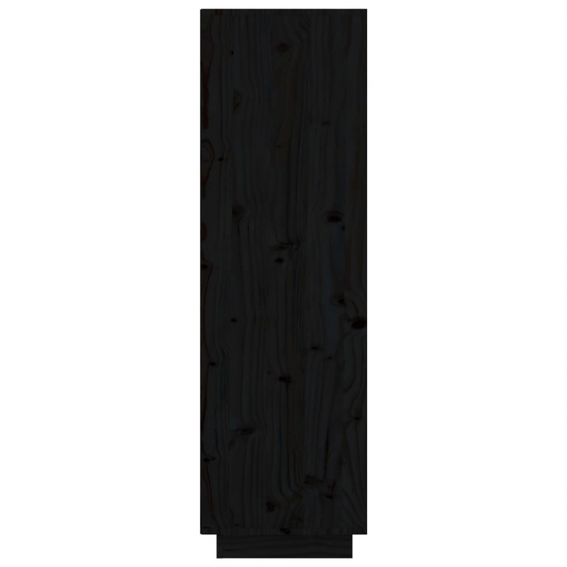 Highboard Schwarz 74x35x117 cm Massivholz Kiefer