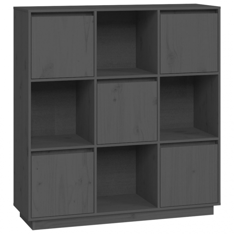 Highboard Grau 110,5x35x117 cm Massivholz Kiefer