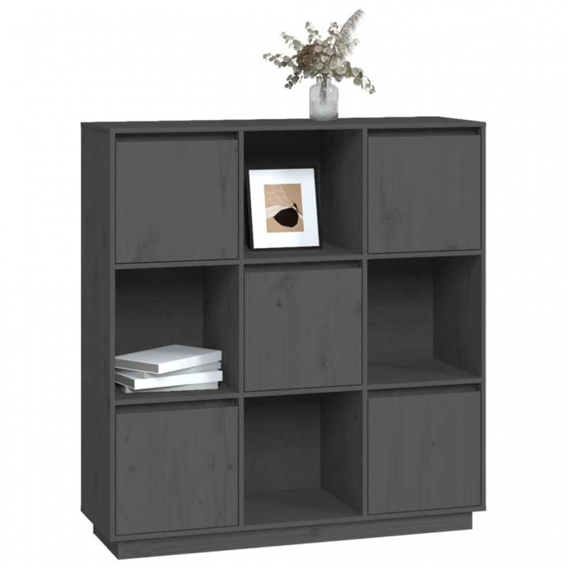 Highboard Grau 110,5x35x117 cm Massivholz Kiefer