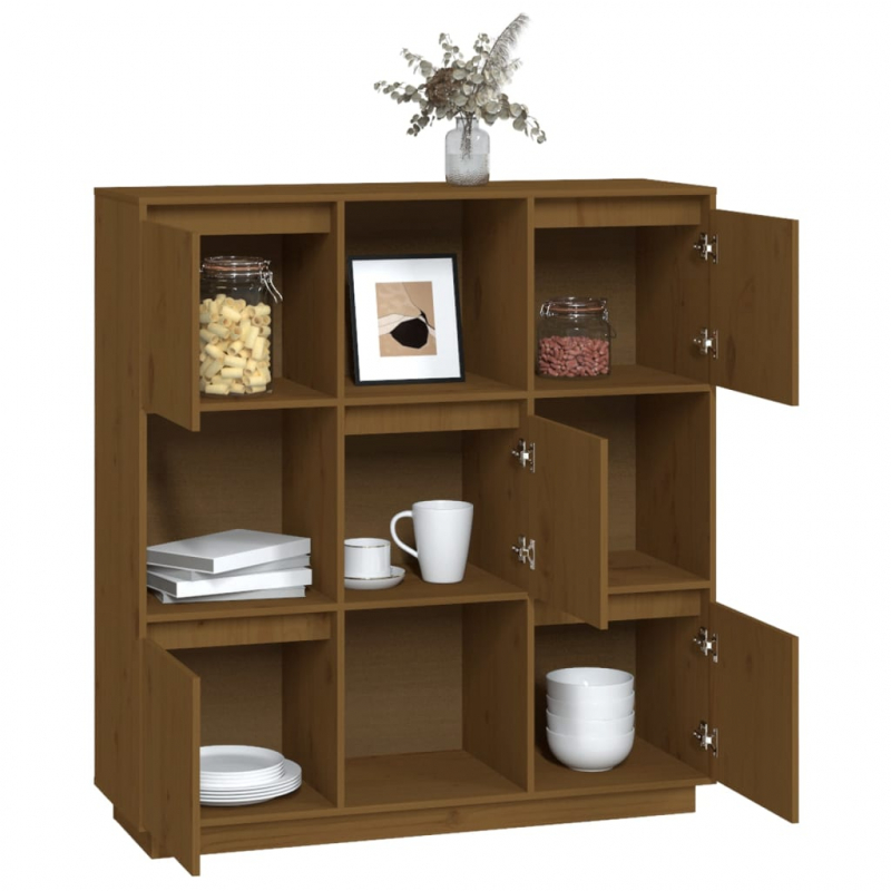Highboard Honigbraun 110,5x35x117 cm Massivholz Kiefer