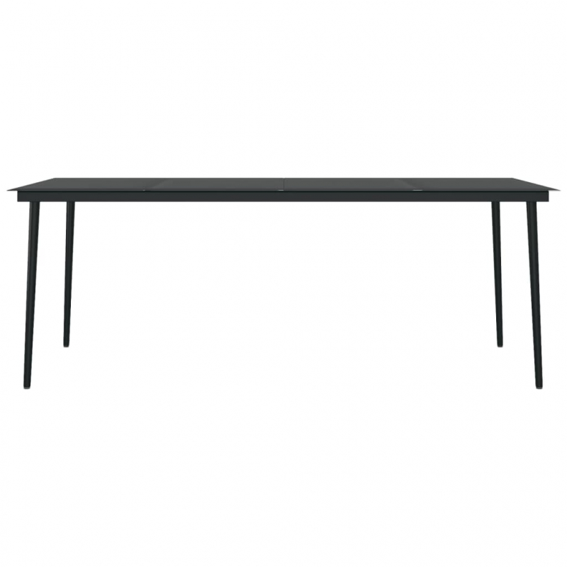 Garten-Esstisch Schwarz 200x100x74 cm Stahl und Glas