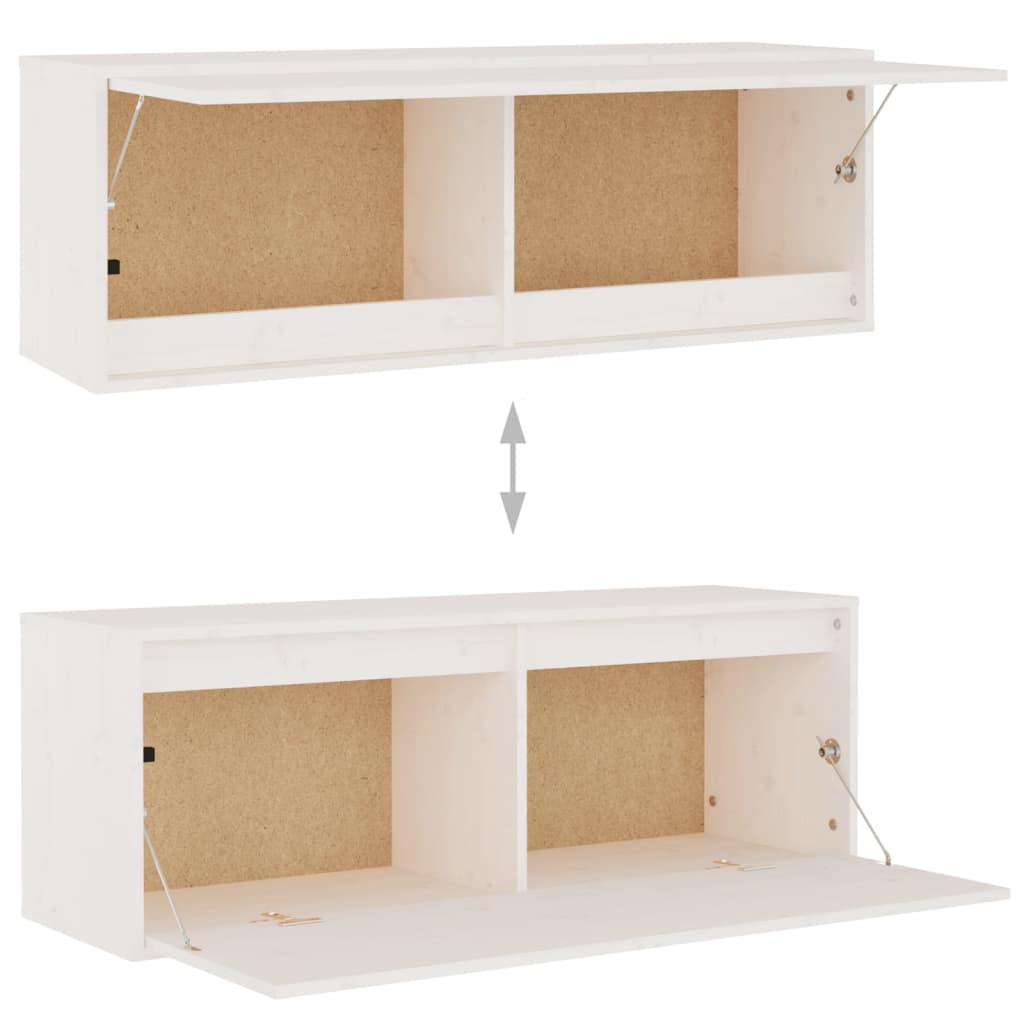 3-teiliges TV-Schrank-Set Weißes Massivholz Kiefer