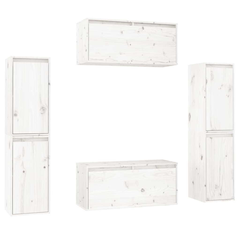 TV-Schränke 6 Stk. Weiß Massivholz Kiefer