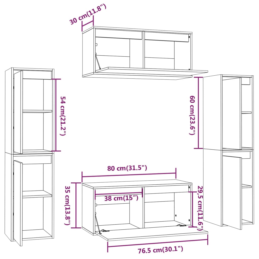 TV-Schränke 6 Stk. Weiß Massivholz Kiefer
