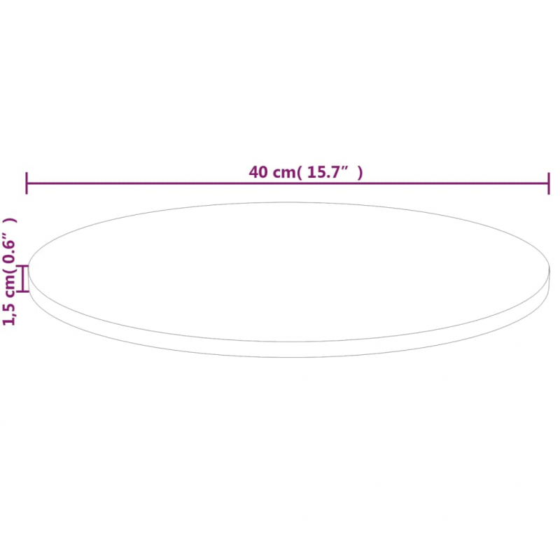 Runde Tischplatte Ø40x1,5 cm Unbehandeltes Massivholz Eiche