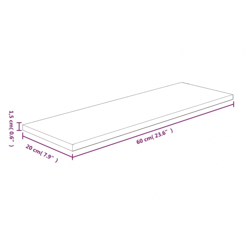 Regalboden 60x20x1,5 cm Unbehandeltes Massivholz Eiche