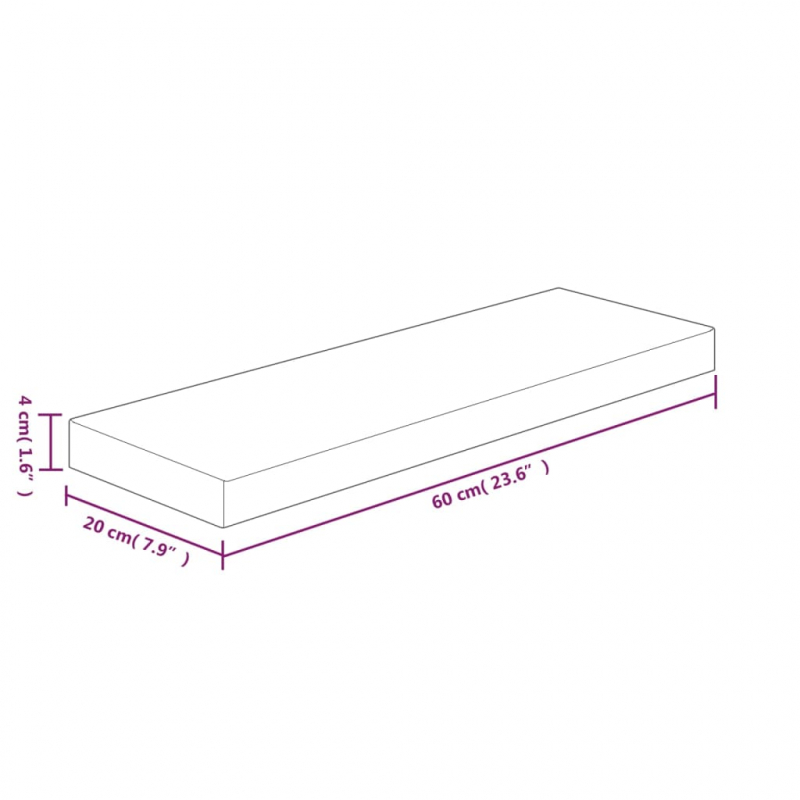 Regalboden 60x20x4 cm Unbehandeltes Massivholz Eiche